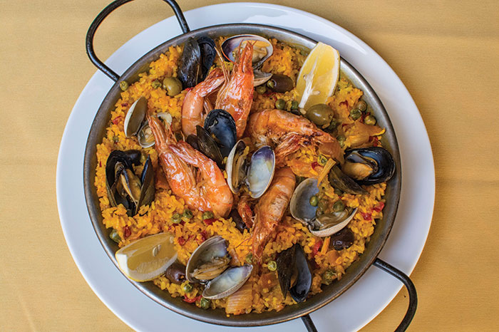 CasaCordoba-seafood-paella-on-tablecloth